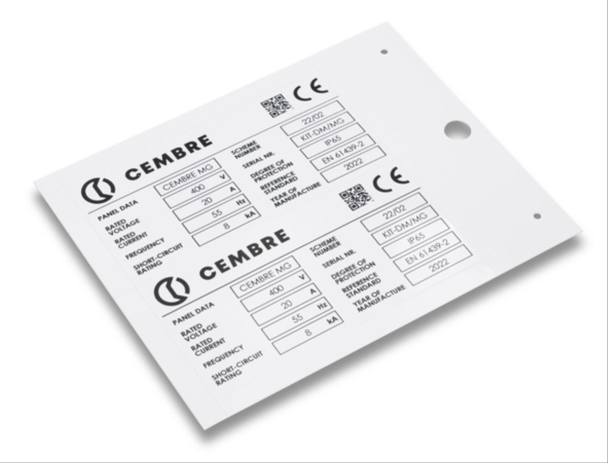 CEMBRE - TARGA MG-VRT-R BIANCO 102X138 HALOGEN FREE 48928-HF
