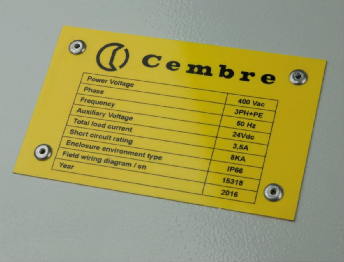CEMBRE - TARGA RIVETT.Ø 4MM MG-VRT-RH GIALLO 15X35