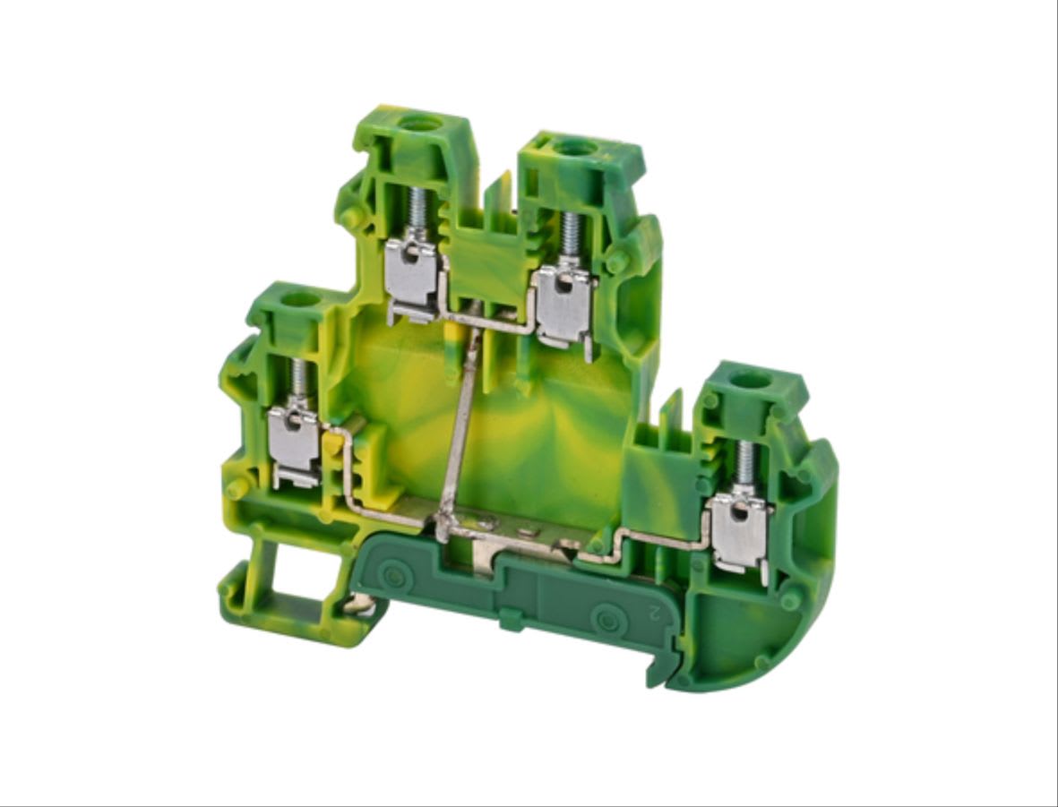 CEMBRE - Morsetto a due livelli per reti di terra, con serraggio a vite, sezione 4mm2 giallo/verde.