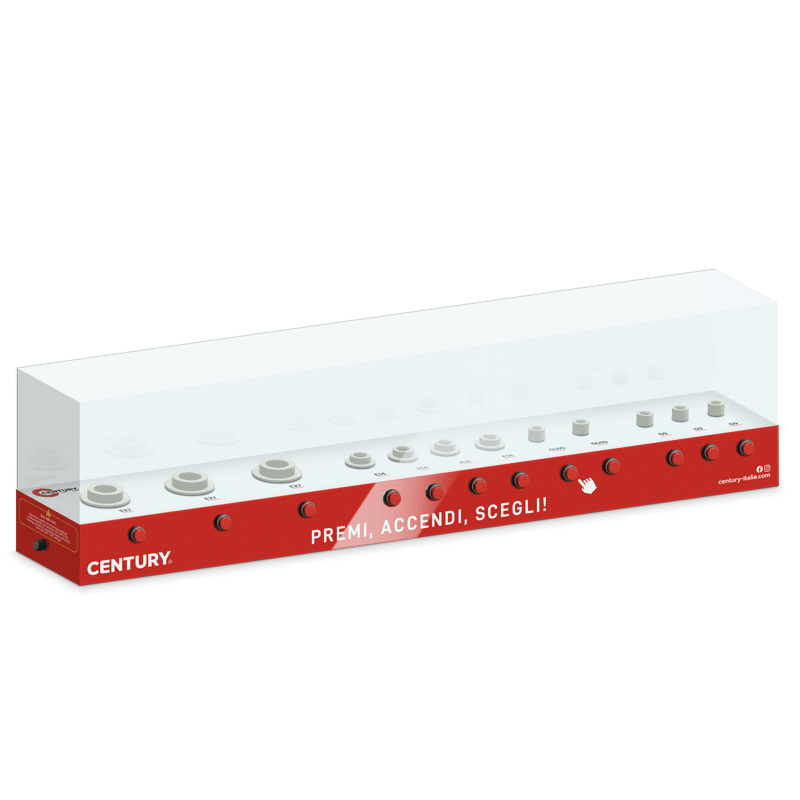 CENTURY - DISPLAY PROVALAMPADE 12 ATTACCHI- PLEXI
