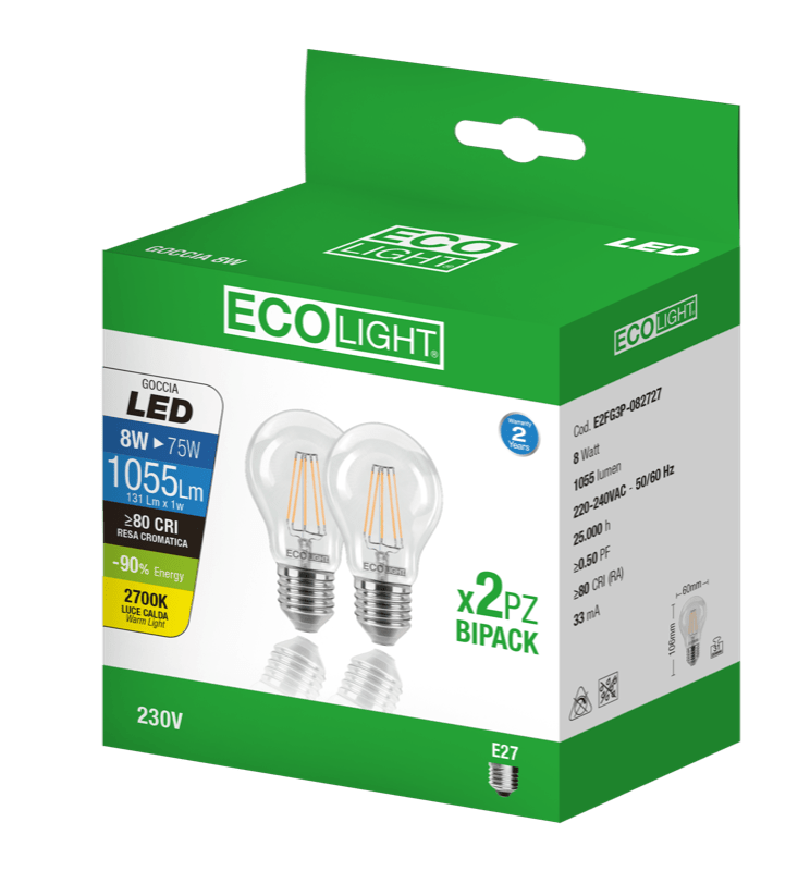 CENTURY - FIL. LED ECOLIGHT GOCCIA PLUS CHIARA A60 E2FG3P-082727