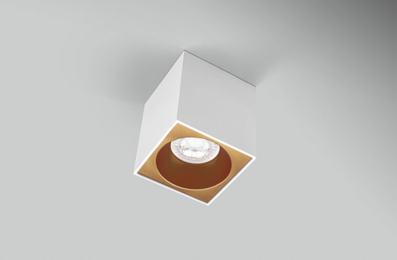 CENTURY - PLAFONIERA LED ESSENZA QUBE BIANCA/GOLD