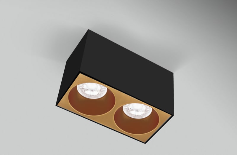 CENTURY - PLAFONIERA LED ESSENZA QUBE NERA/GOLD D ESQNG160-2GU10