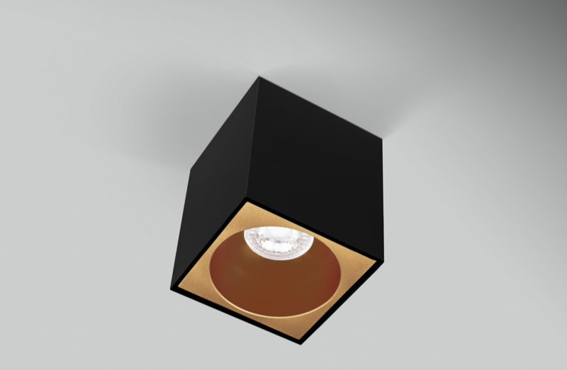 CENTURY - PLAFONIERA LED ESSENZA QUBE NERA/GOLD D ESQNG96-GU10