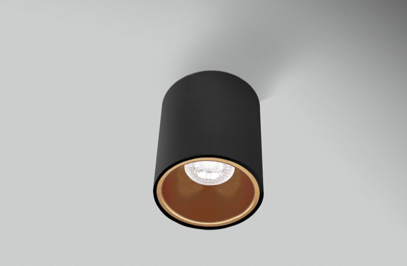 CENTURY - PLAFONIERA LED ESSENZA ROUND NERA/GOLD ESRNG96-GU10