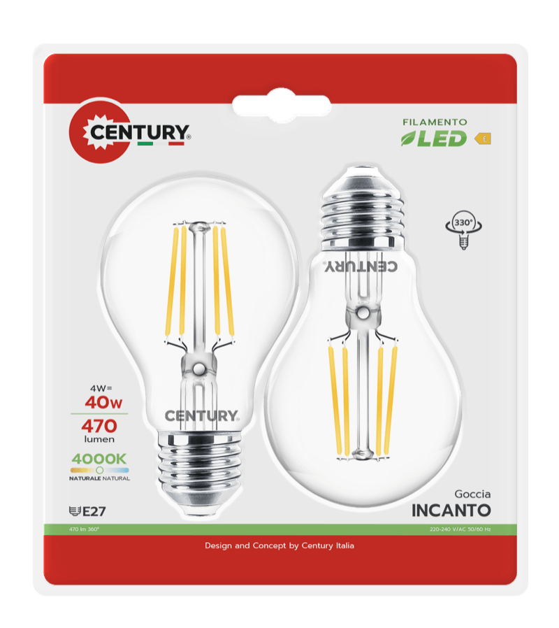 CENTURY - FIL. LED INCANTO GOCCIA CHIARA A60 ING3-042740BL2
