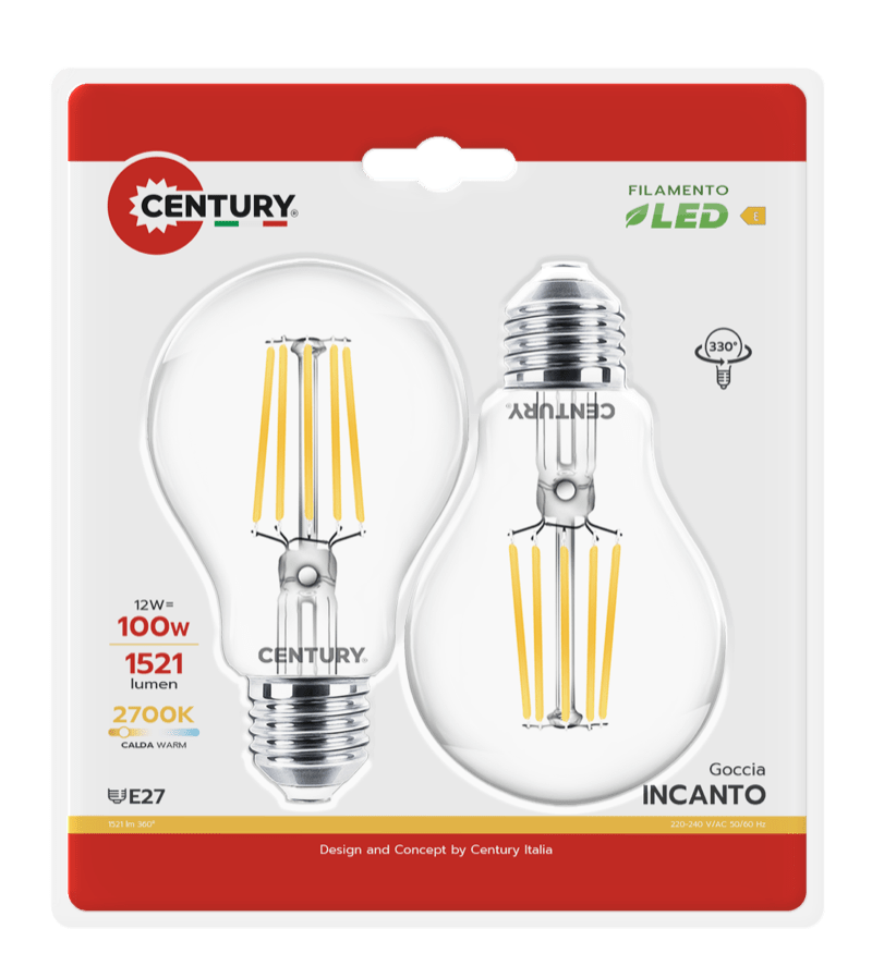 CENTURY - FIL. LED INCANTO GOCCIA CHIARA A60 ING3-122727BL2