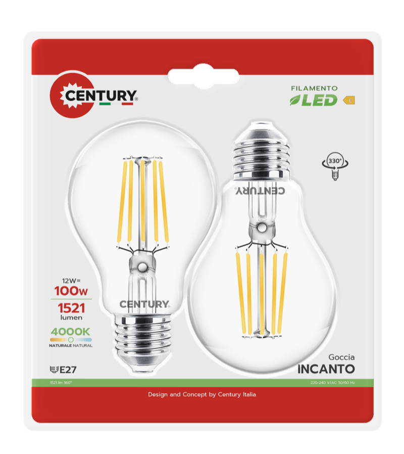 CENTURY - FIL. LED INCANTO GOCCIA CHIARA A60 ING3-122740BL2