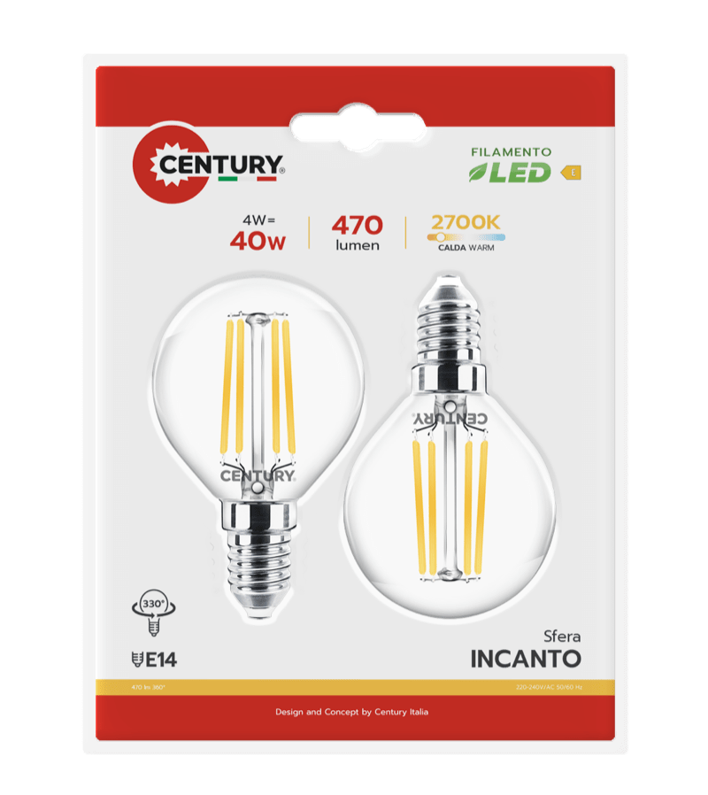 CENTURY - FIL. LED INCANTO SFERA CHIARA INH1G-041427BL2