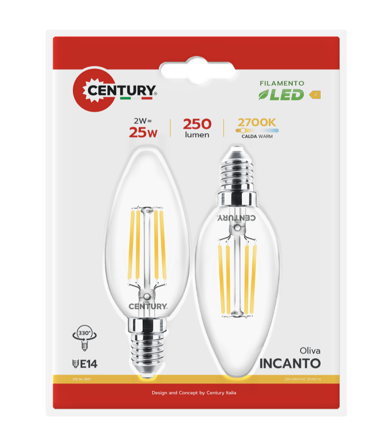 CENTURY - FIL. LED INCANTO CANDELA CHIARA INM1-021427BL2