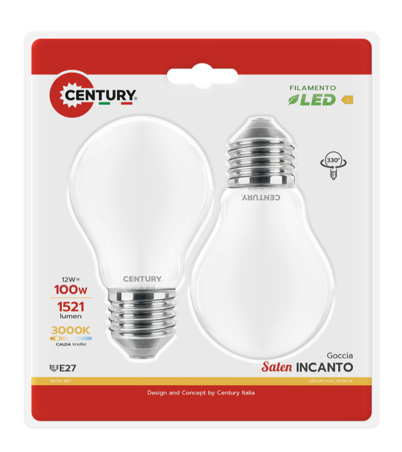 CENTURY - FIL. LED INCANTO SATEN GOCCIA A60 INSG3-122730BL2