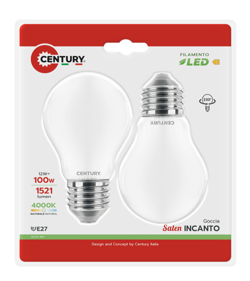 CENTURY - FIL. LED INCANTO SATEN GOCCIA A60 INSG3-122740BL2
