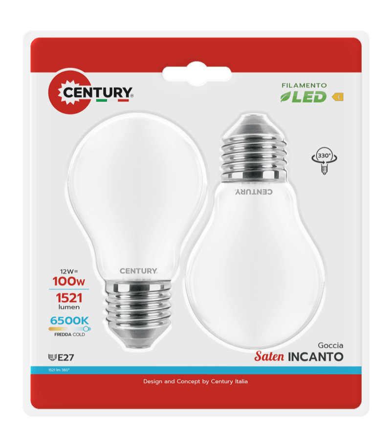 CENTURY - FIL. LED INCANTO SATEN GOCCIA A60 INSG3-122760BL2