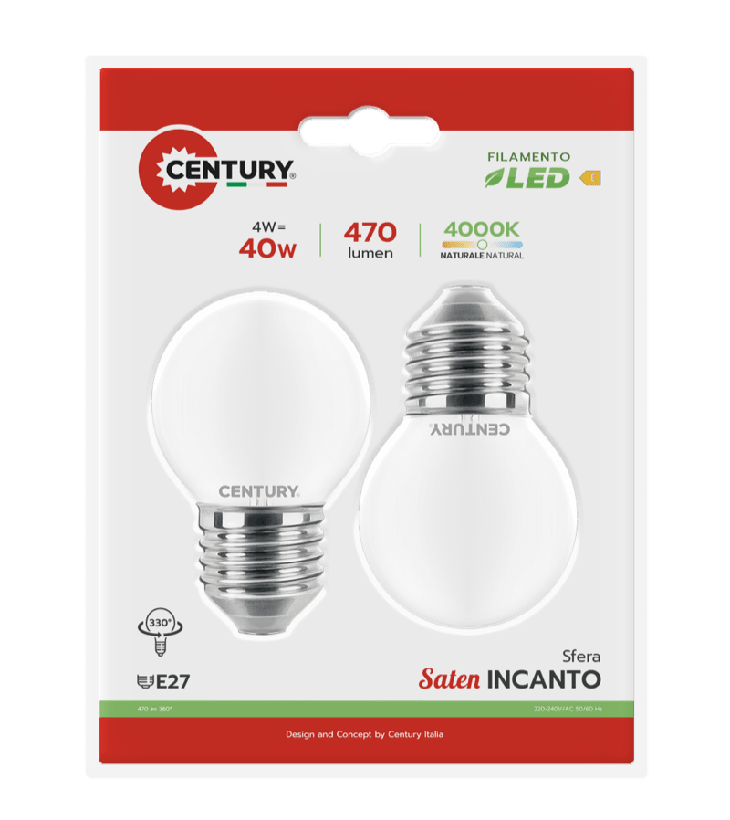 CENTURY - FIL. LED INCANTO SATEN SFERA INSH1G-042740BL2