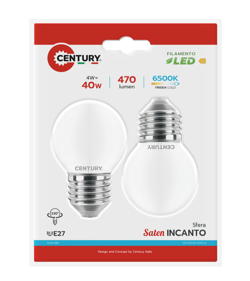CENTURY - FIL. LED INCANTO SATEN SFERA INSH1G-042760BL2