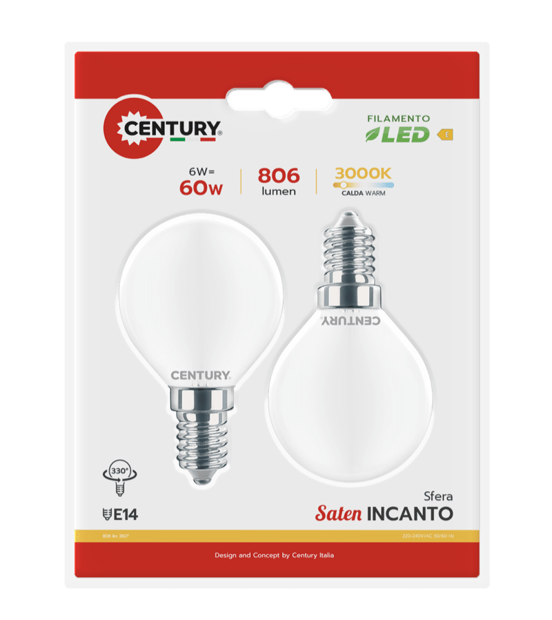 CENTURY - FIL. LED INCANTO SATEN SFERA INSH1G-061430BL2