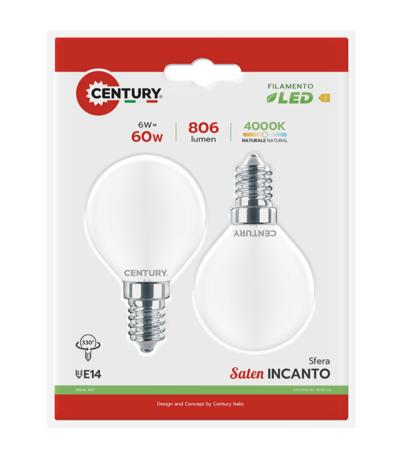 CENTURY - FIL. LED INCANTO SATEN SFERA INSH1G-061440BL2
