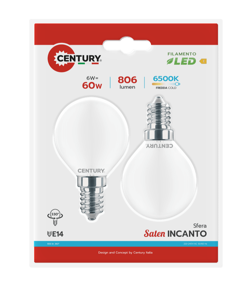 CENTURY - FIL. LED INCANTO SATEN SFERA INSH1G-061460BL2