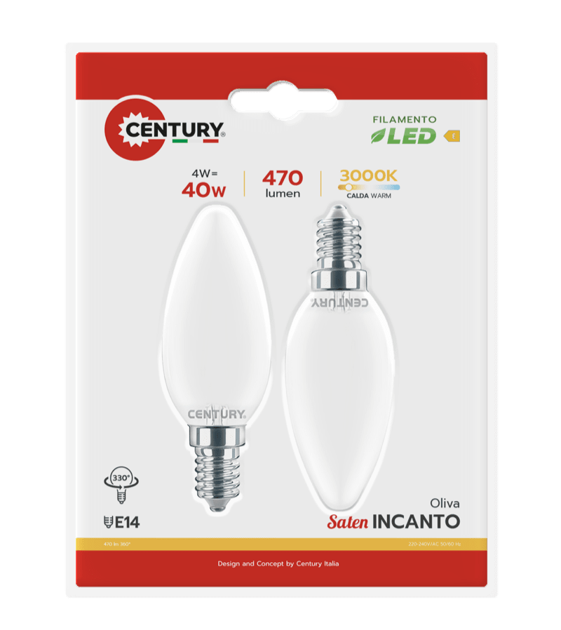 CENTURY - FIL. LED INCANTO SATEN CANDELA INSM1-041430BL2
