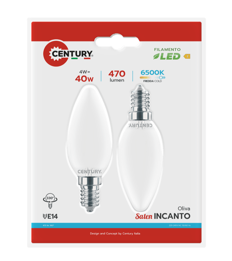 CENTURY - FIL. LED INCANTO SATEN CANDELA INSM1-041460BL2