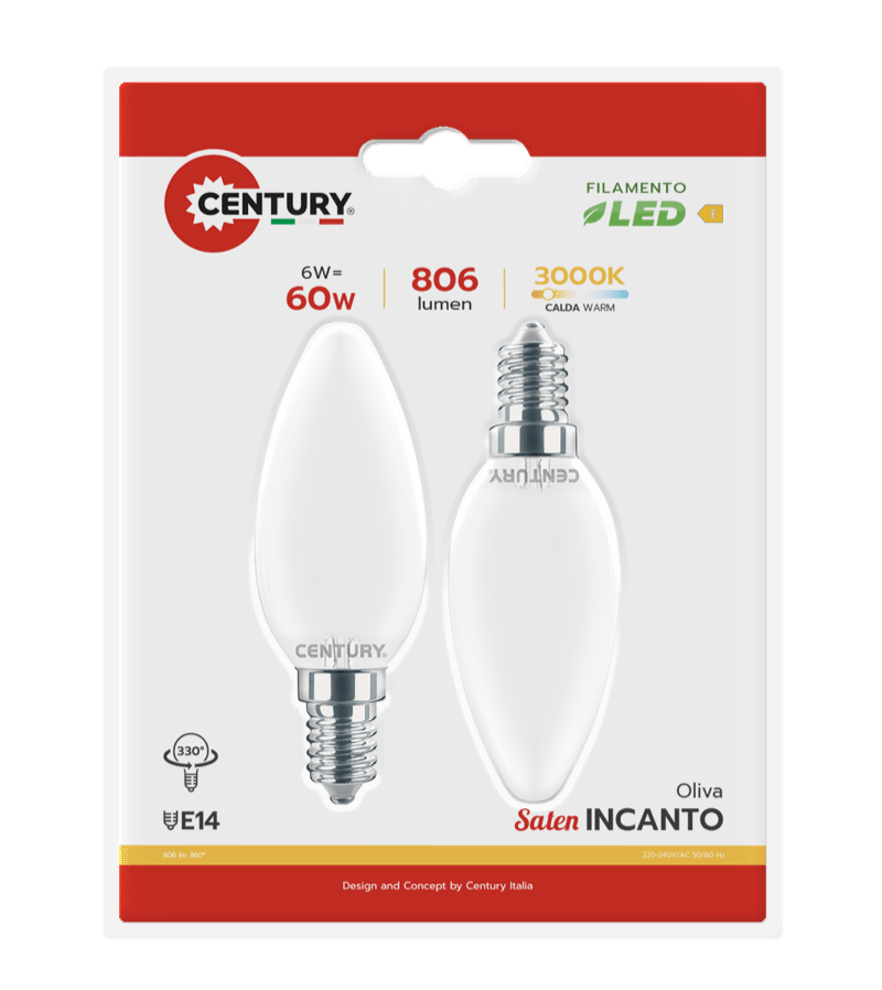 CENTURY - FIL. LED INCANTO SATEN CANDELA INSM1-061430BL2