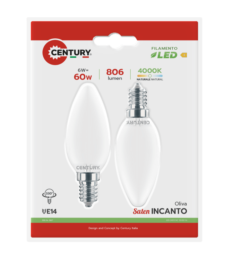 CENTURY - FIL. LED INCANTO SATEN CANDELA INSM1-061440BL2