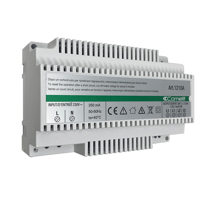 COMELIT - Alimentatore SB2, trasformatore isolamento, ingresso/uscita SB2, terminazione 1216, 8 moduli DIN
