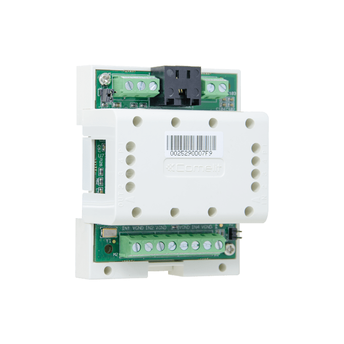 COMELIT - Modulo gestione 4 telecamere esterne, sistema ViP, modulazione segnale video, connettore RJ45, compatibile H.264, montaggio DIN 4 moduli