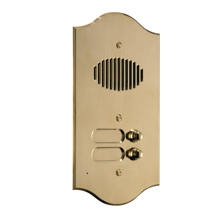 COMELIT - Serie Roma - Pulsantiera audio 3 pulsanti da incasso, ottone PVD 3mm, per gruppo Ikall, portalampada