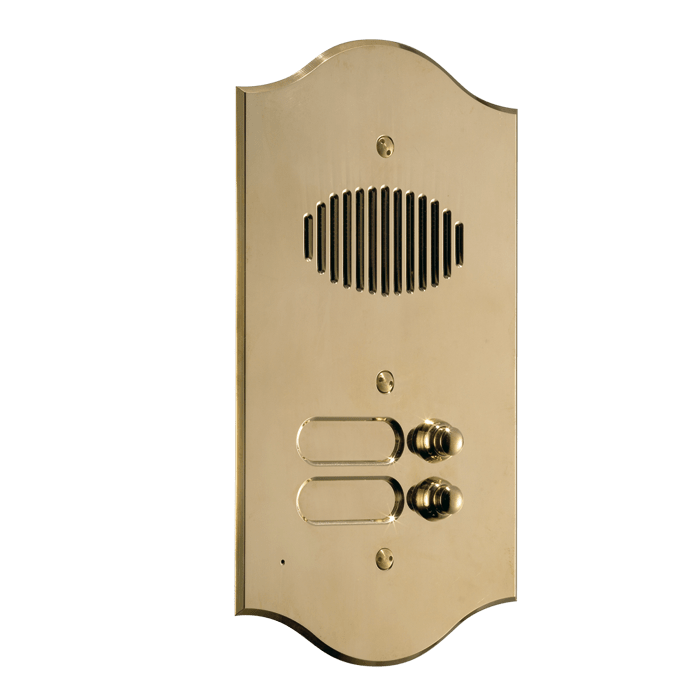 COMELIT - Serie Roma - Pulsantiera audio 14 pulsanti da incasso, ottone PVD 3mm, per gruppo Ikall, portalampade
