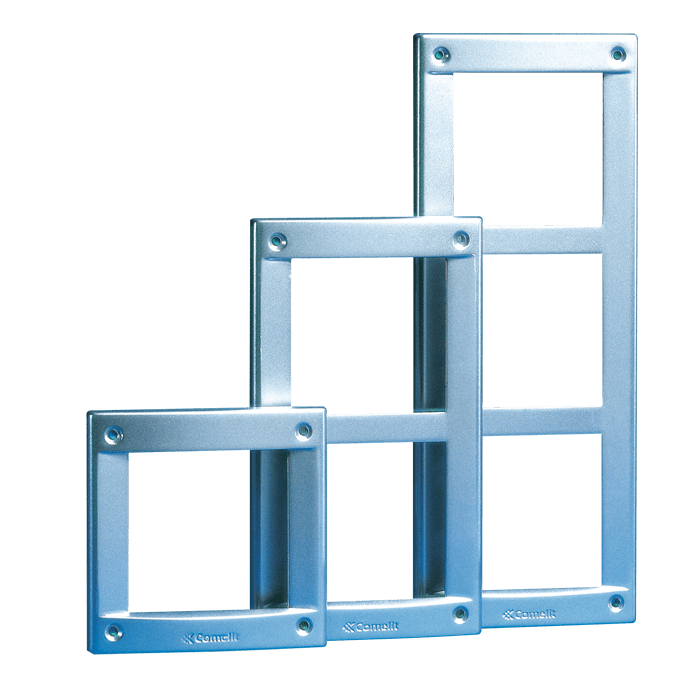 COMELIT - Serie Vandalcom - Telaio da parete 3 moduli, grigio acciaio, 143x367x18mm