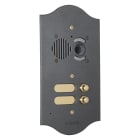 COMELIT - Serie Roma - Pulsantiera audio/video 1 pulsante, ottone PVD antracite 3mm, per gruppo Ikall, portalampada