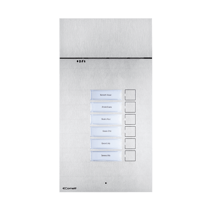COMELIT - Serie 3one6 - Pulsantiera audio in acciaio inox AISI 316, 6 pulsanti 2 file, sistema ViP, pulsanti sense, LED segnalazione, IK08