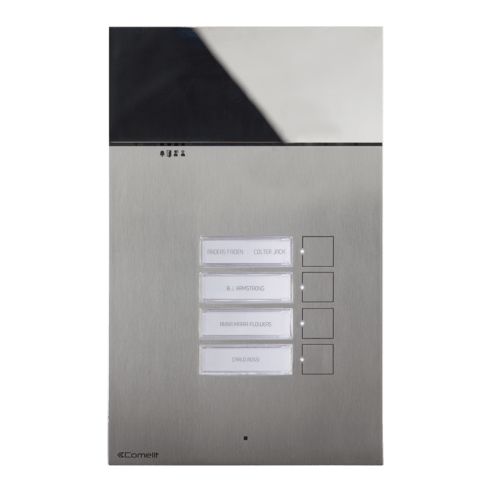 COMELIT - Serie 3one6 - Pulsantiera audio in acciaio inox AISI 316, 8 pulsanti 2 file, sistema ViP, pulsanti sense, LED segnalazione, IK08