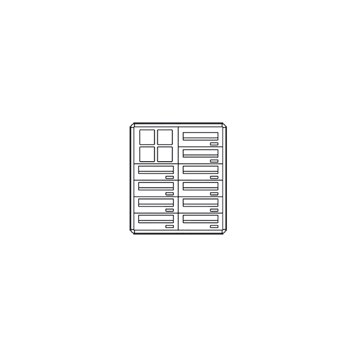 COMELIT - Casellario predisposto per pulsantiera Powercom/Ikall, 10 buche lettere inclinate, prelievo posteriore, incasso, 570x670x265-410mm