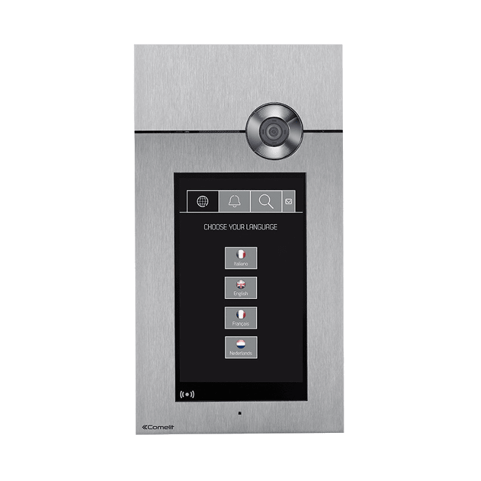 COMELIT - Serie 3one6 - Pulsantiera video in acciaio inox AISI 316, touch screen 8", sistema ViP, vetro antisfondamento, IK08