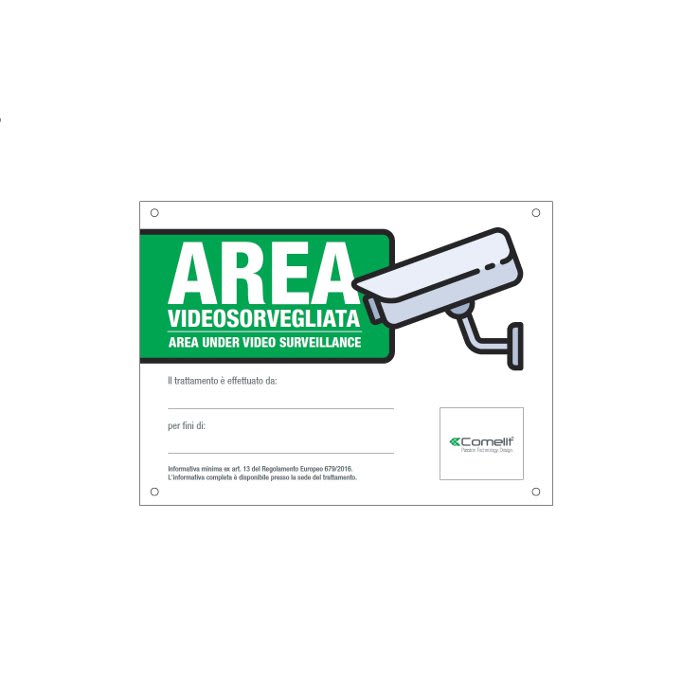 COMELIT - CARTELLO AREA VIDEOSORVEGLIATA ITALIANO