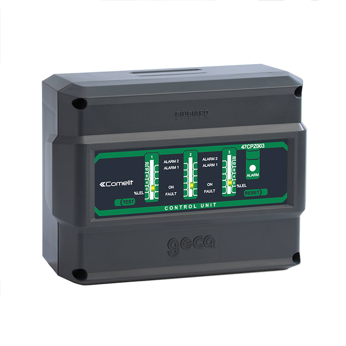 COMELIT - Centrale gas da parete 3 sensori catalitici, metano/GPL, alimentazione 230VAC/24VDC, IP65