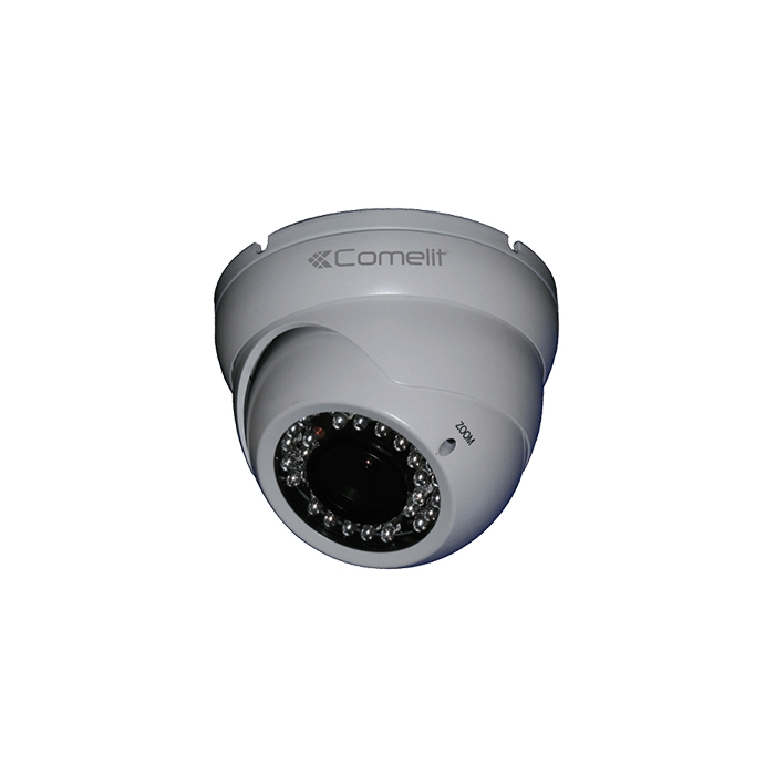 COMELIT - Telecamera AHD minidome a colori 3MP, ottica zoom motorizzato 2.8-12mm, IR SMD 35m, contenitore waterproof IP66