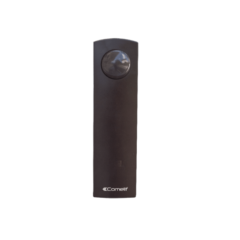 COMELIT - Sensore doppia tecnologia effetto tenda marrone, PIR+MW 24GHz, portata 2-3.5m, direzione allarme, 130x36x34mm