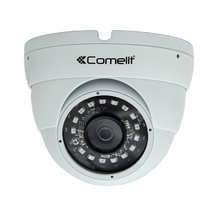 COMELIT - Telecamera IP minidome a colori 4MP, ottica fissa 3.6mm, DWDR, IR SMD Smart 30m, contenitore waterproof IP66, compatibile ONVIF