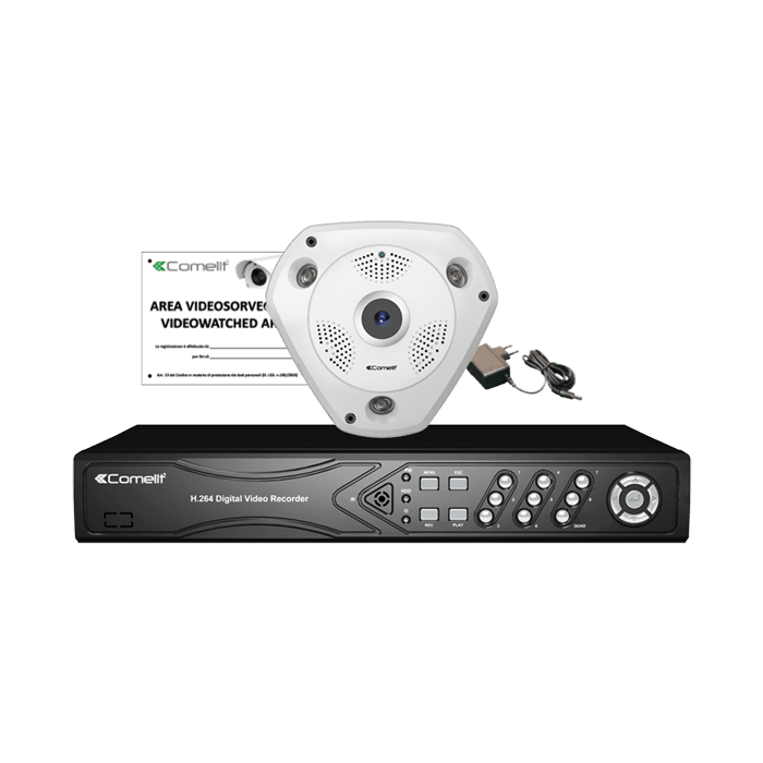 COMELIT - Kit IP Easy, NVR IPNVR045A + 2 telecamere IPFE071A + 2 accessori 43082