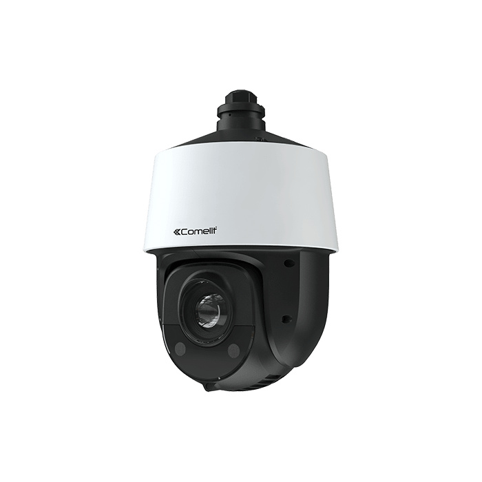 COMELIT - Serie Advance - Telecamera IP PTZ dome Full HD 1080p, zoom ottico 20x, IR 150m, 4" IP66, ONVIF (Profilo S e G), supporto parete e alimentatore