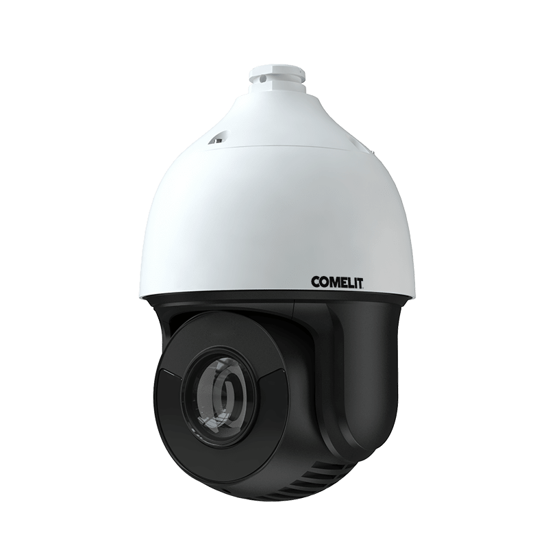 COMELIT - Serie Advance - Telecamera IP PTZ 4K, zoom ottico 37x, LED IR 300m, smart tracking, slot SD, alimentatore e supporto, alluminio IP67, ONVIF