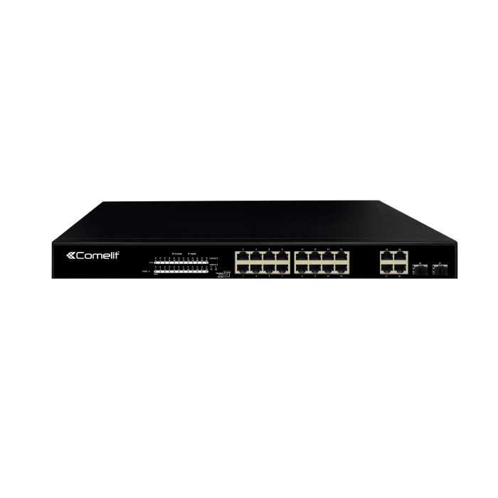 COMELIT - Serie Advance - Switch PoE 16 porte + 4 combo + 2 slot SFP, gigabit, compatibile sistema ViP