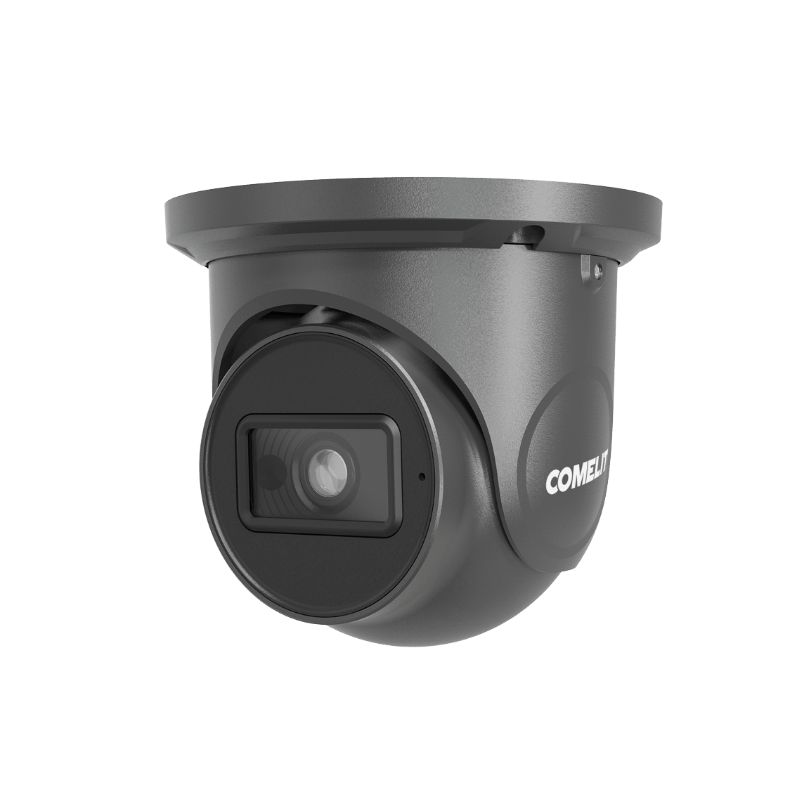 COMELIT - Serie Advance - Telecamera IP turret 4MP grigia, ottica fissa 2.8mm, LED IR 30m, microfono, slot SD, alluminio IP67, 12V e PoE, ONVIF