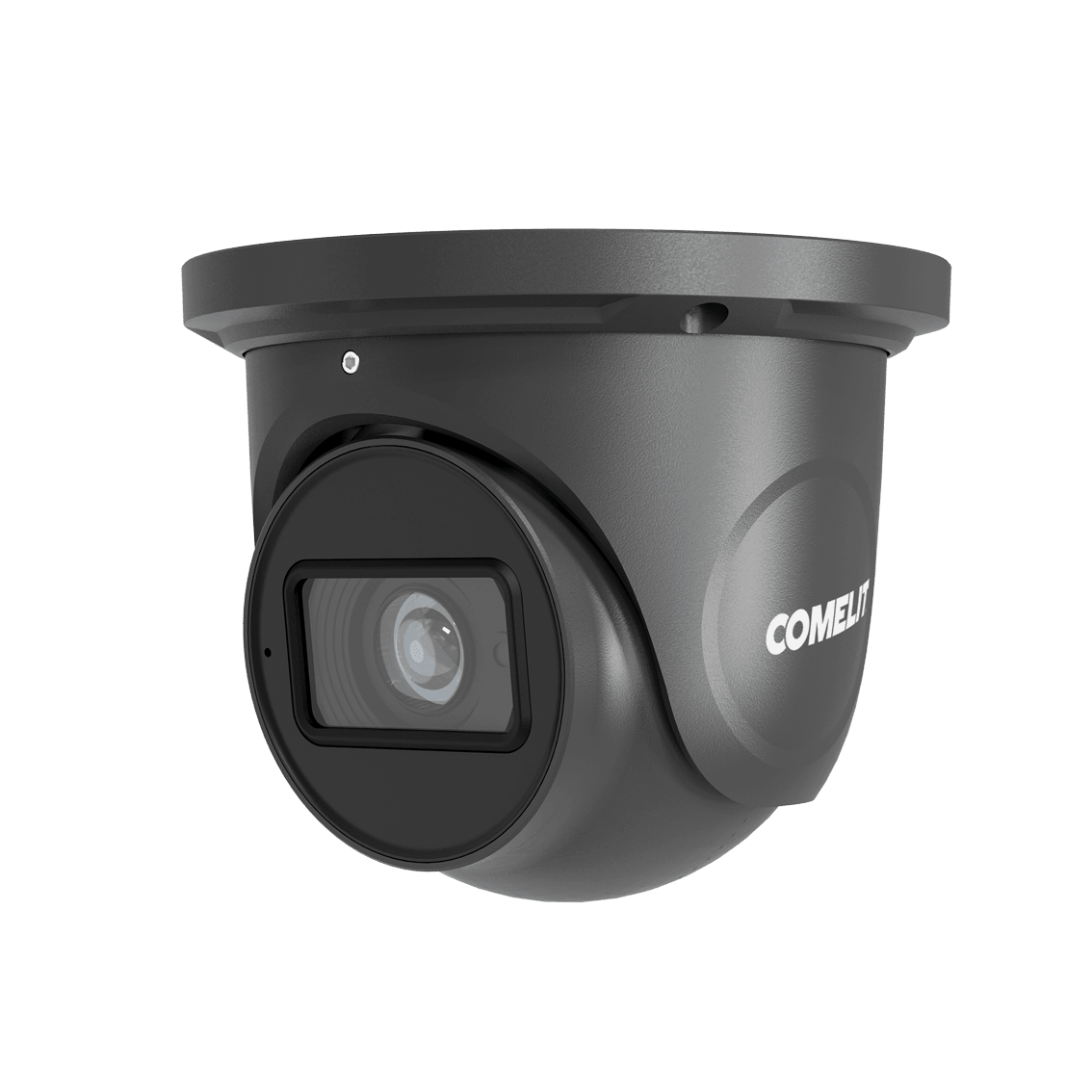 COMELIT - Serie Advance - Telecamera IP turret 4MP grigia, varifocale 2.8-12mm, LED IR 50m, microfono, slot SD, alluminio IP67, 12V e PoE, ONVIF