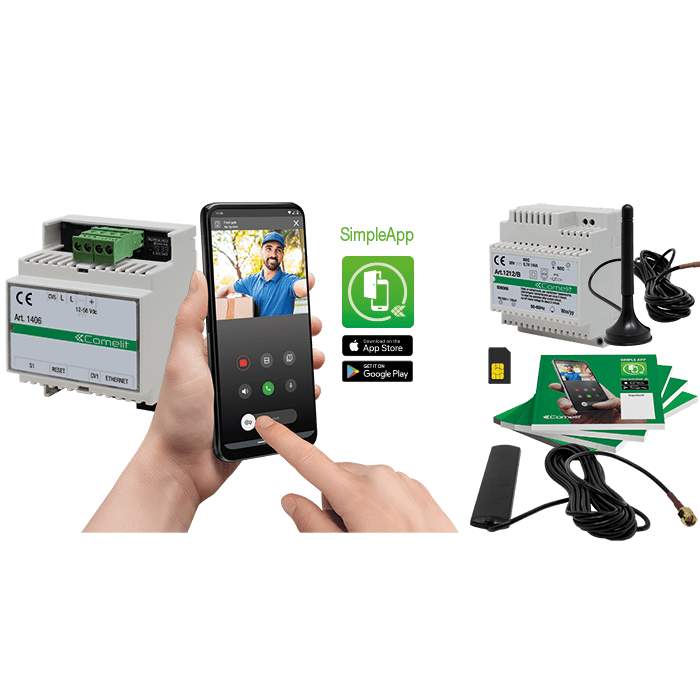 COMELIT - Kit inoltro chiamata multiutenza SB2, 50 appartamenti/15 utenti, SIM 4G inclusa 1 anno