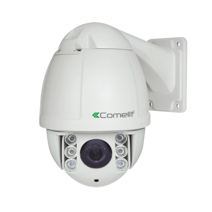 COMELIT - Telecamera PTZ dome 650 TVL, zoom ottico 10x, IR 50m, contenitore waterproof IP66 4.5", supporto incluso