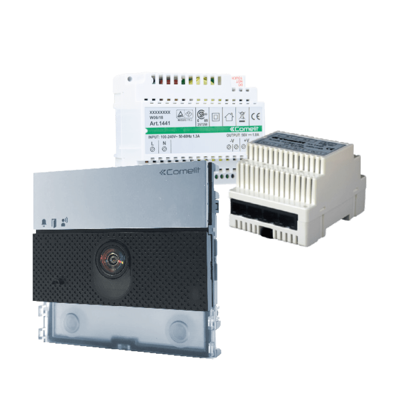 COMELIT - Serie Ultra - Kit base impianto video espandibile, sistema ViP, modulo UT8020, derivatore e alimentatore inclusi